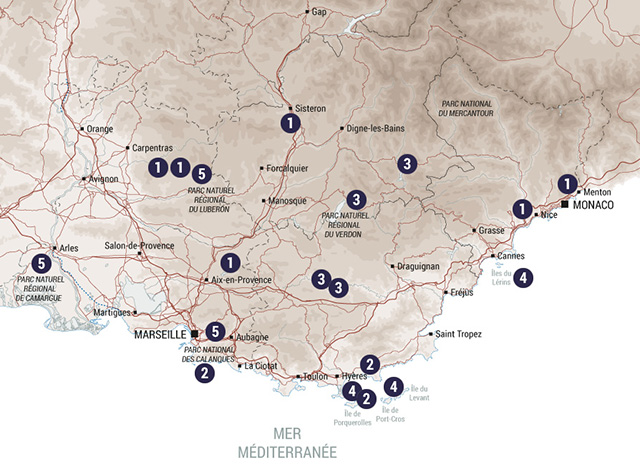 Carte des Provence-Alpes-Côte d’Azur